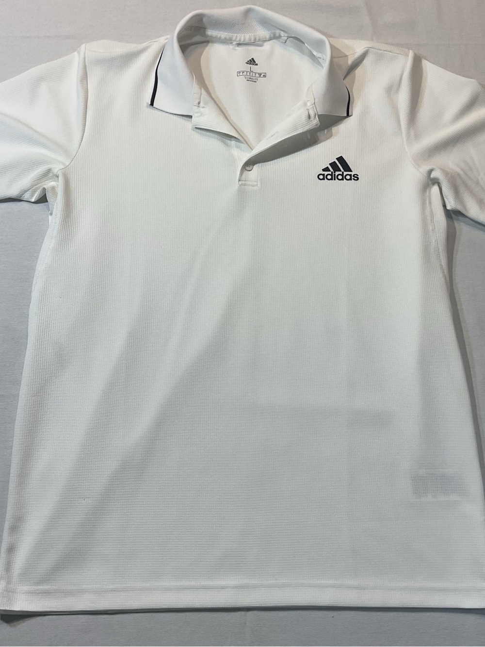Adidas Men's Climalite White Textured with Black Accents Polo Size Large
